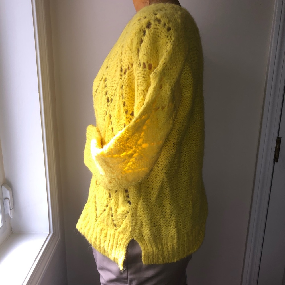 Pointelle knit soft alpaca pullover sweater - Picture 2 of 6